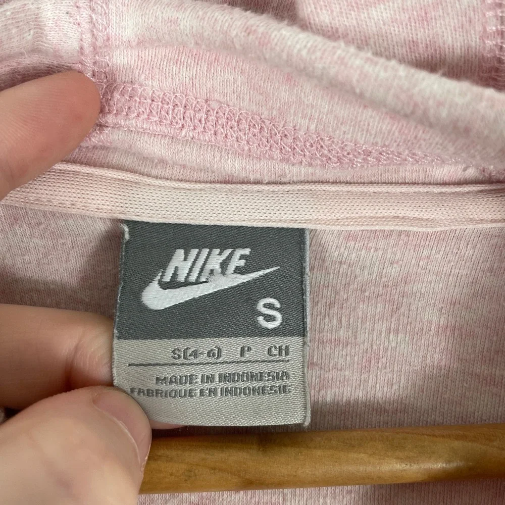 Nike Full Zip Hoodie Womens Small Pink Y2K Embroidered Swoosh Athleisure Hooded